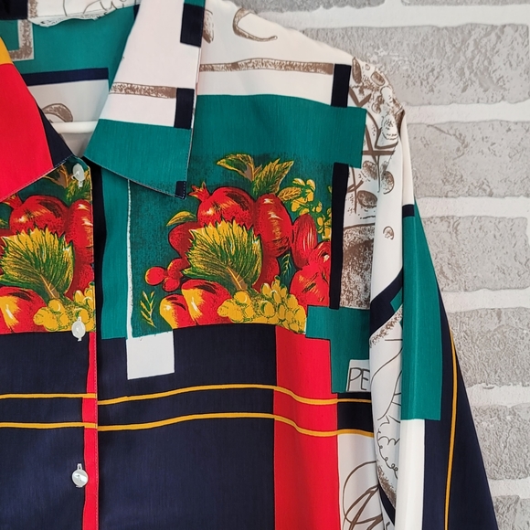 Sen Meei 80's Color Block Picasso Art Inspired Blouse Women's See Measurements - Picture 3 of 12